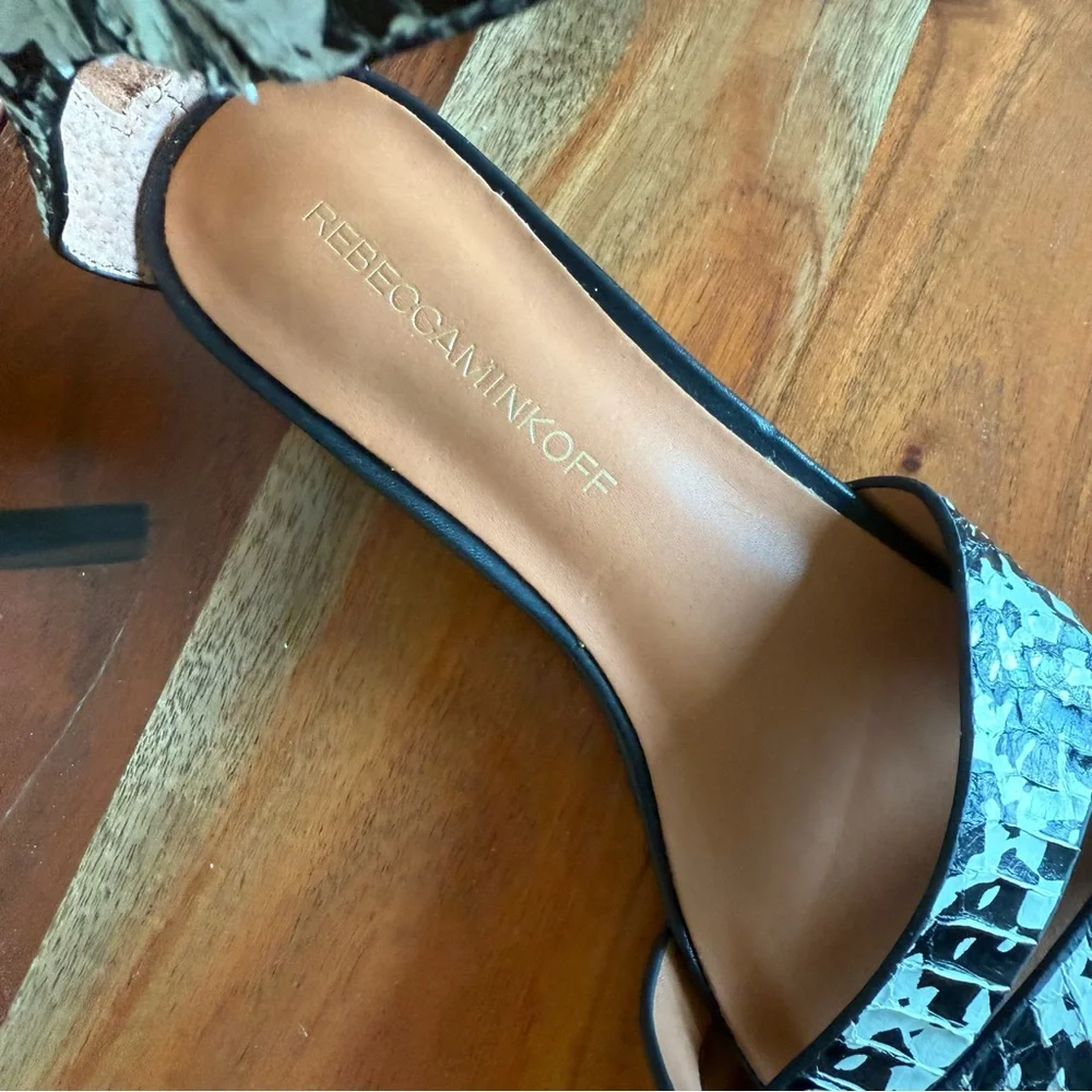 Rebecca Minkoff Black and White leather wedges with Chic Ankle Strap